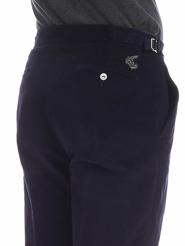 Blue corduroy trousers shop online: VIVIENNE WESTWOOD ANGLOMANIA