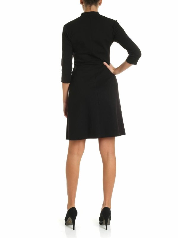 iKRIX FUZZI: knee length dresses - Black V-neck midi-dress