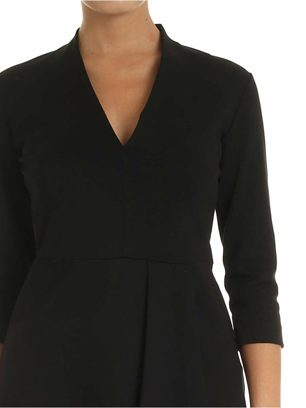 Black V-neck midi-dress shop online: FUZZI