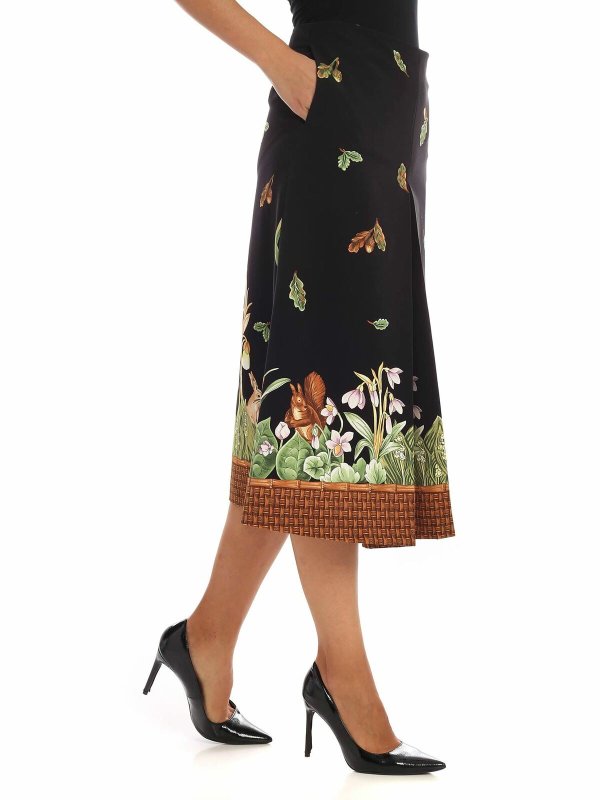Vivetta: Knee length skirts & Midi online - Forest printed skirt in black