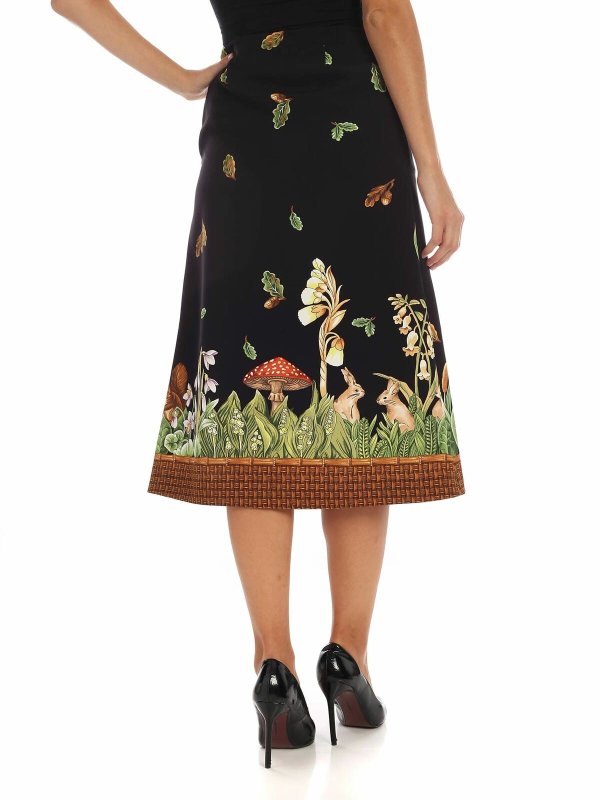 The Best Shops Vivetta: Knee length skirts & Midi - Forest printed skirt in black