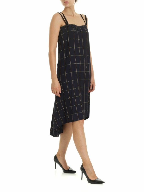 McQ Alexander Mcqueen: knee length dresses online - Check printed dress in blue