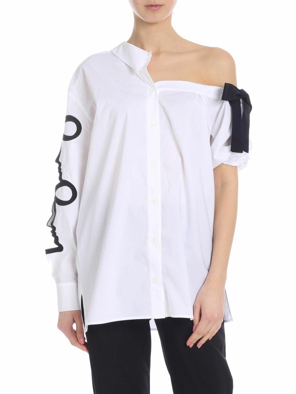 Vivetta: shirts - Pisa shirt in white with black bow