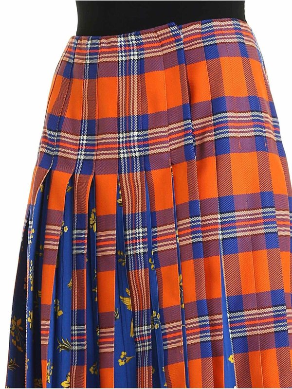 Kilt skirt in orange and electric blue shop online: Vivetta
