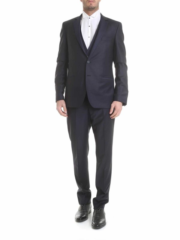 KARL LAGERFELD: formal suits - Dark blue virgin wool suit