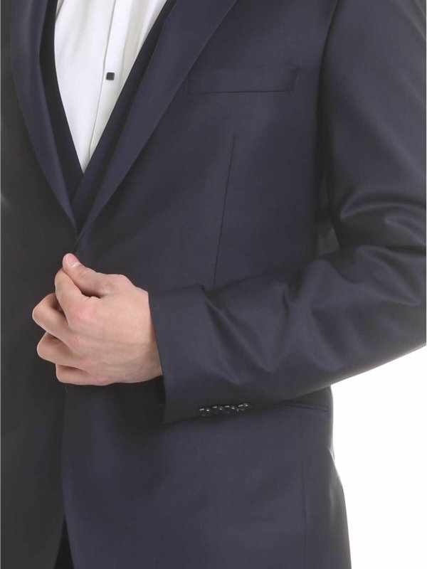 Dark blue virgin wool suit shop online: KARL LAGERFELD