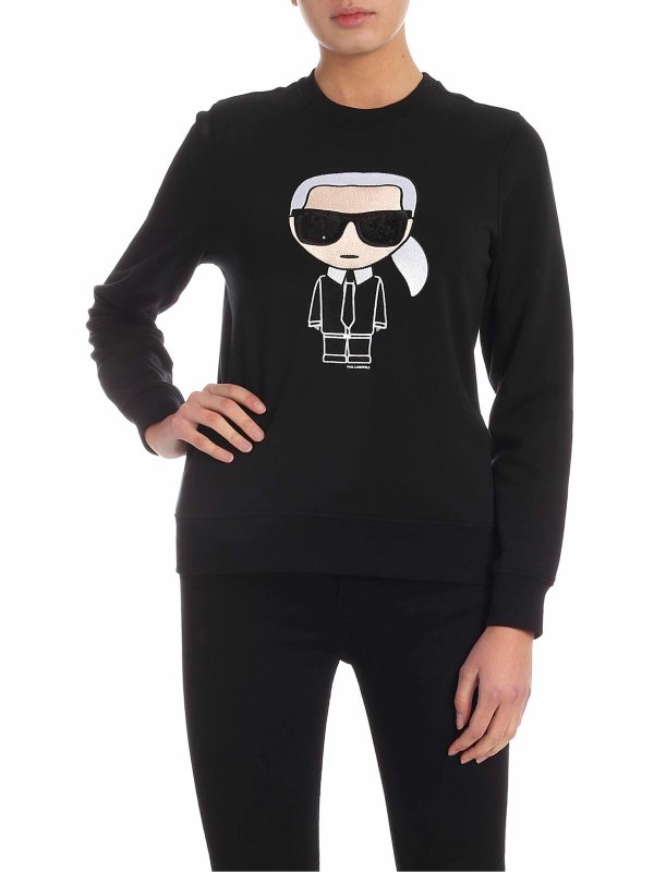 KARL LAGERFELD: t-shirt - Felpa Ikonik Karl nera