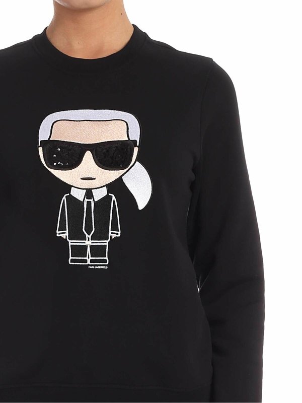Felpa Ikonik Karl nera shop online: KARL LAGERFELD