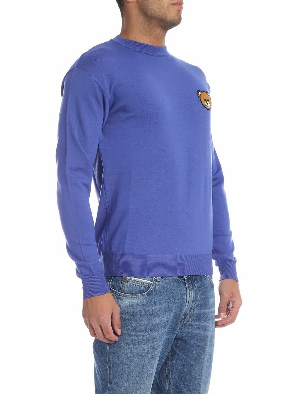 MOSCHINO: Strickpullover mit Rundhalsausschnitt online - Rundhalspullover - Blau