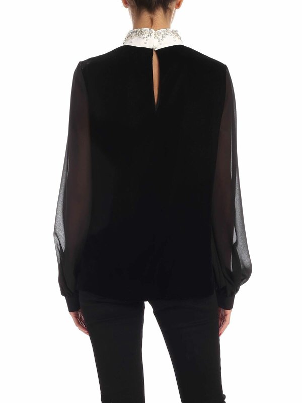 iKRIX Vivetta: blouses - Jewel collar velvet blouse