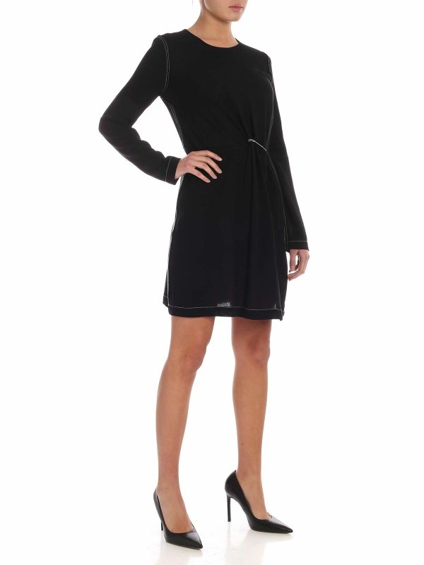 McQ Alexander Mcqueen: knee length dresses online - Dress in black with a safety pin