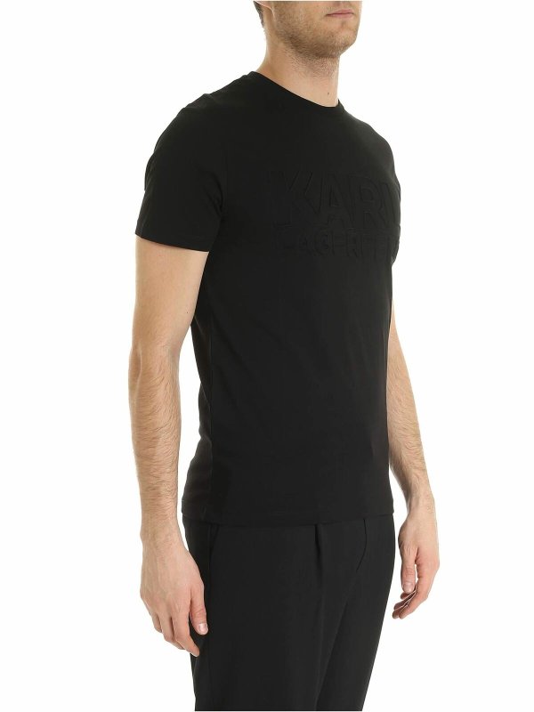 KARL LAGERFELD: t-shirts online - Embossed logo T-shirt in black