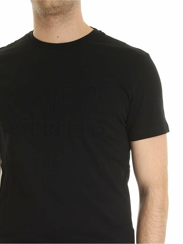 Embossed logo T-shirt in black shop online: KARL LAGERFELD
