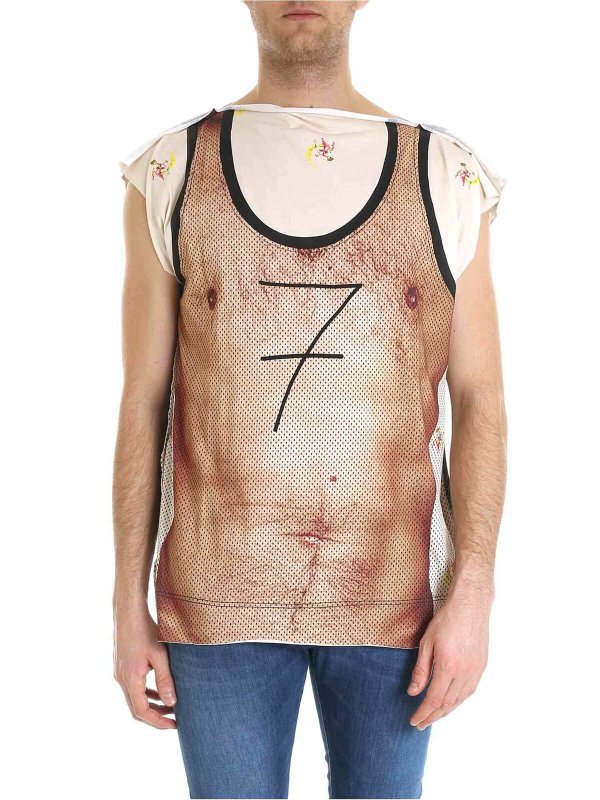 VIVIENNE WESTWOOD: t-shirt - T-shirt Square Backstage nera e beige