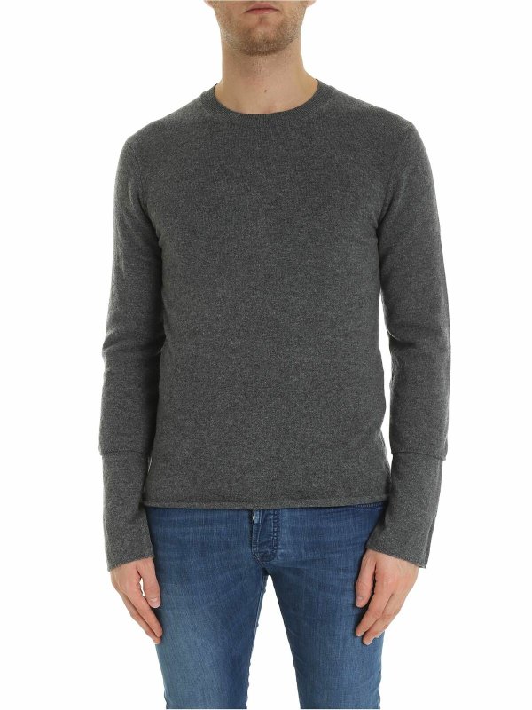 COMME DES GARCONS SHIRT: Strickpullover mit Rundhalsausschnitt - Rundhalspullover - Grau
