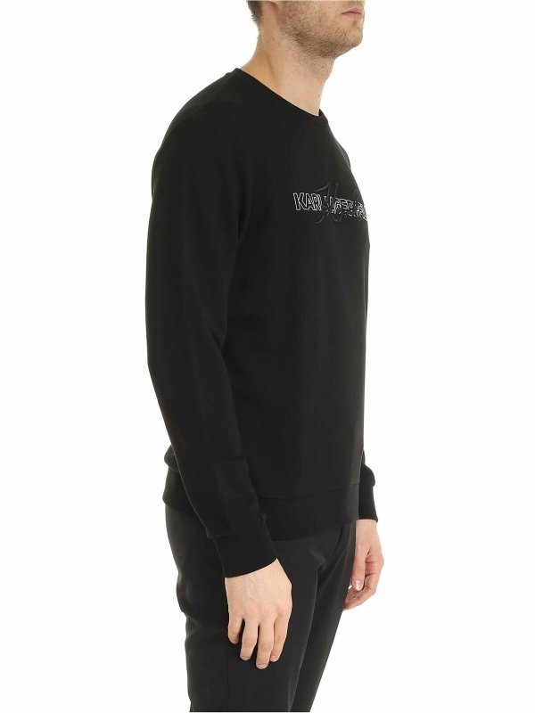 KARL LAGERFELD: Sweatshirts & Sweaters online - Logo print and embroidery sweatshirt in black
