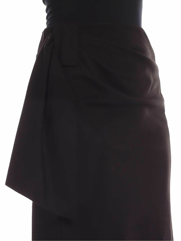 Black knee-length skirt with drapery shop online: FUZZI