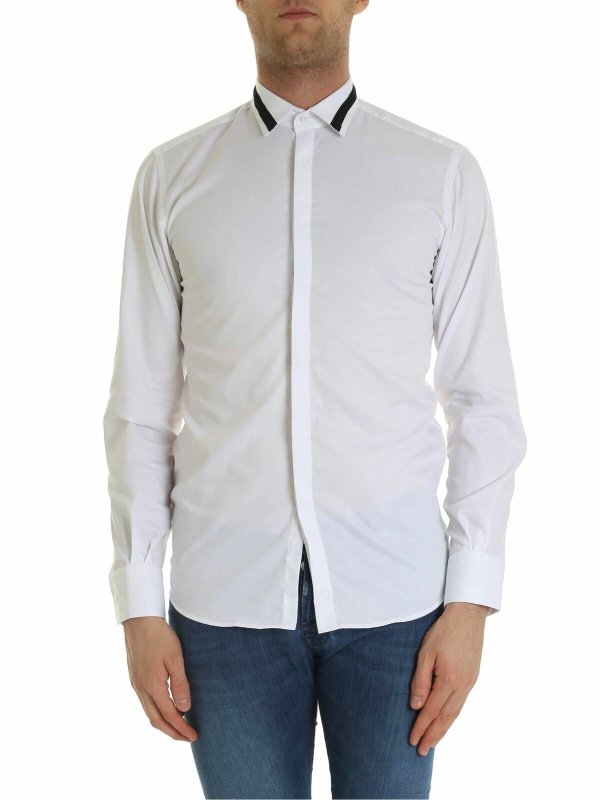 KARL LAGERFELD: shirts - White shirt with black insert