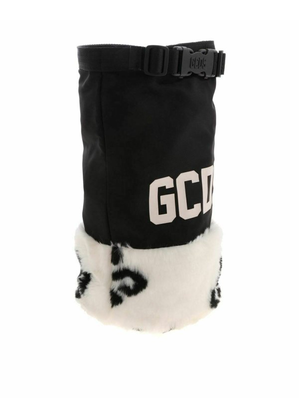 GCDS: Bucket bags online - Eco-fur insert bag in black