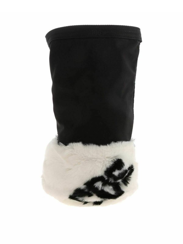 iKRIX GCDS: Bucket bags - Eco-fur insert bag in black
