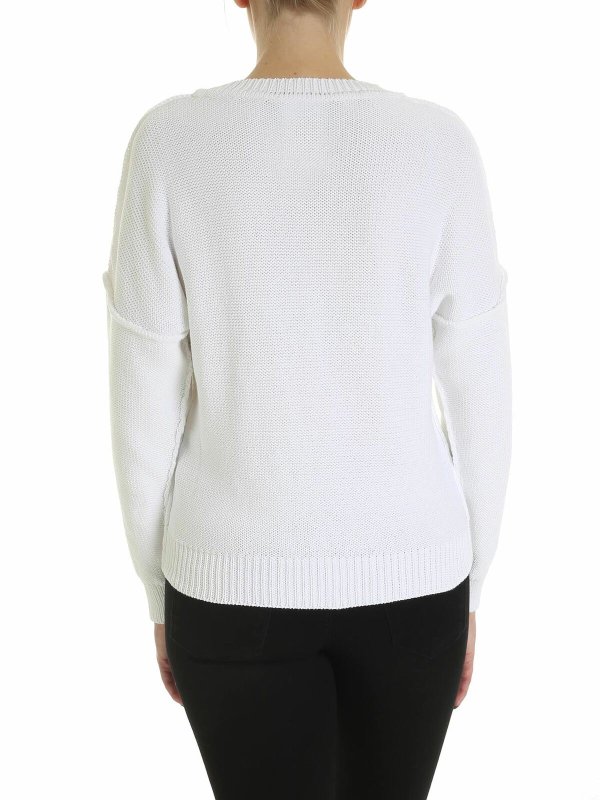 MOSCHINO: crew necks online - Pumpkin Face pullover in white