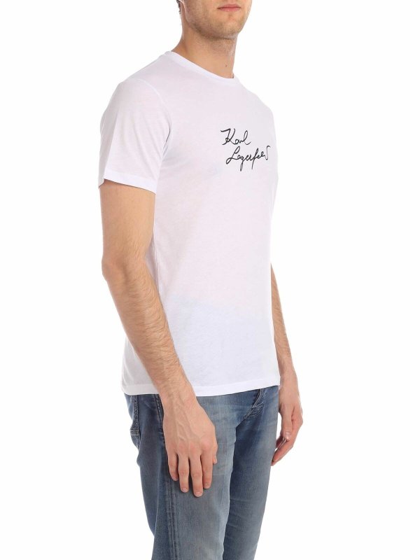 KARL LAGERFELD: t-shirts online - Signature t-shirt in white