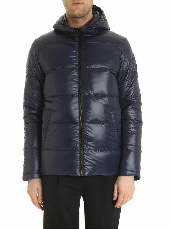 KARL LAGERFELD: padded coats - Reversible down jacket in blue