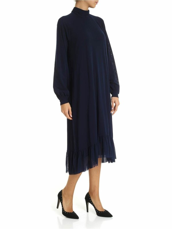 FUZZI: Knielange Kleider online - Knielanges Kleid - Blau