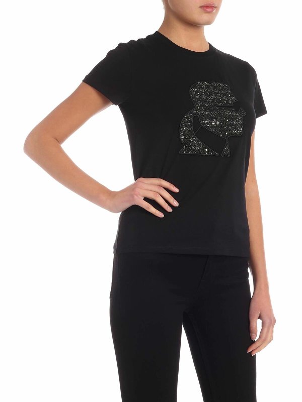 KARL LAGERFELD: t-shirt online - T-shirt Karl Bouclè nera