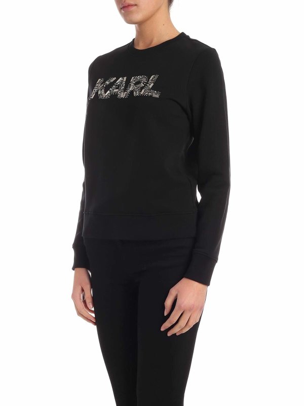 KARL LAGERFELD: Sweatshirts & Sweaters online - Karl Oui crewneck sweatshirt in black