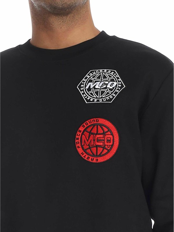Black sweatshirt with McQ patch shop online: McQ Alexander Mcqueen