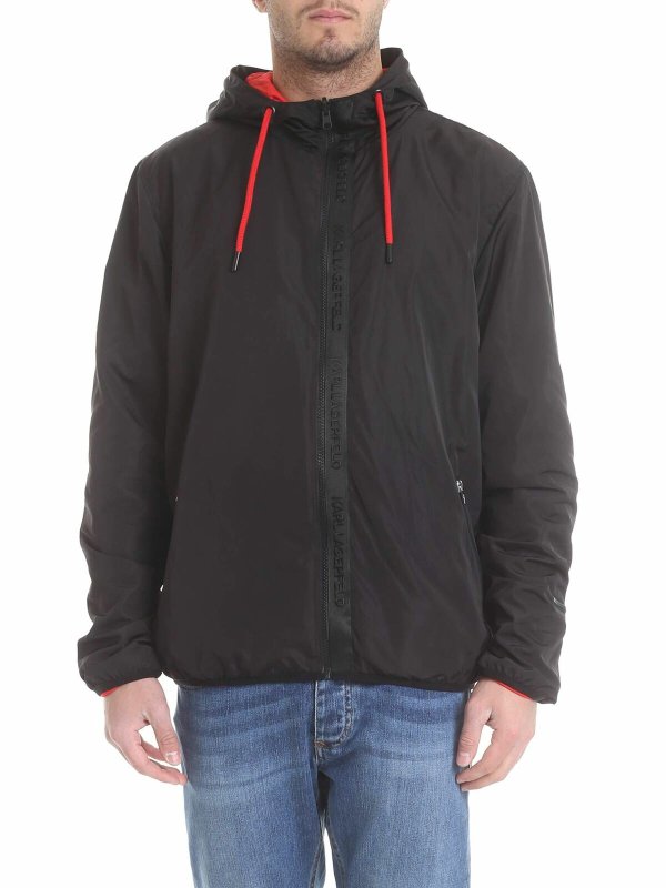 KARL LAGERFELD: giacche casual - Giubbino reversibile in tessuto tecnico nero