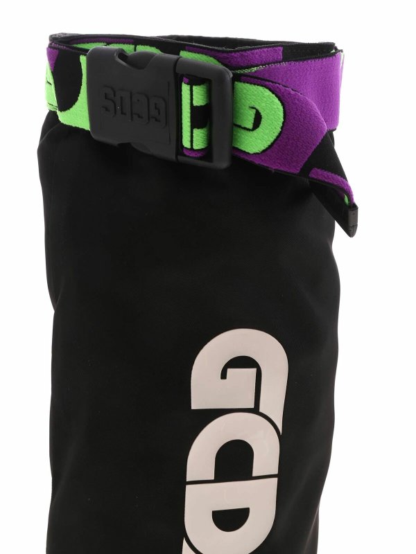 Rubberized logo print bag in black shop online: GCDS