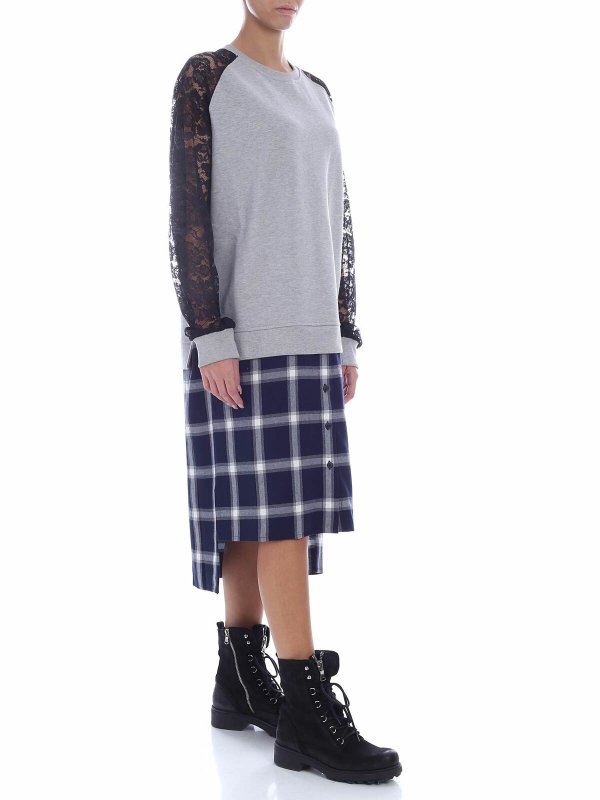 McQ Alexander Mcqueen: knee length dresses online - Grey dress with shirt-effect bottom