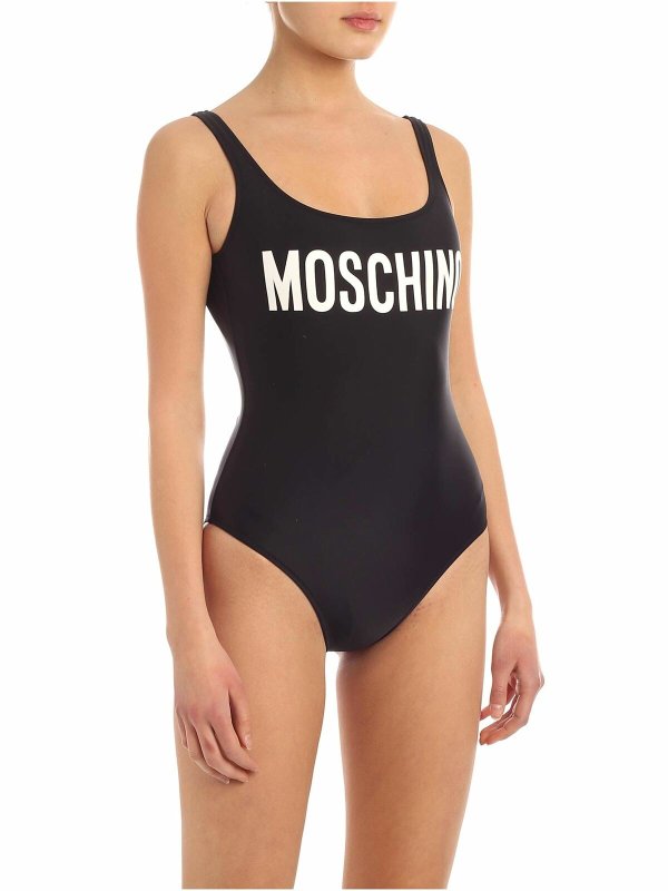 MOSCHINO: costumi interi online - Costume da bagno nero con logo lettering