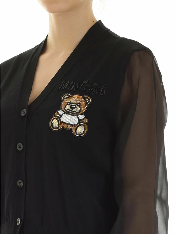 Teddy Embroidery cardigan in black shop online: MOSCHINO