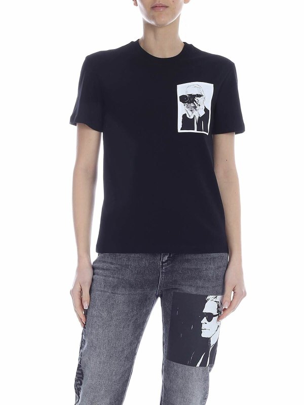 KARL LAGERFELD: t-shirt - T-shirt Karl Legend Pocket nera