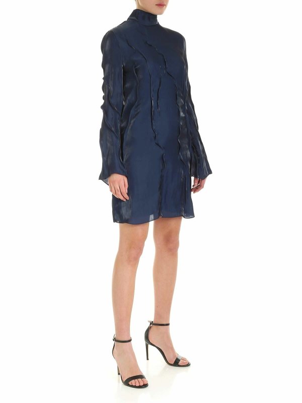 KENZO: short dresses online - Wave long-sleeves dress in blue