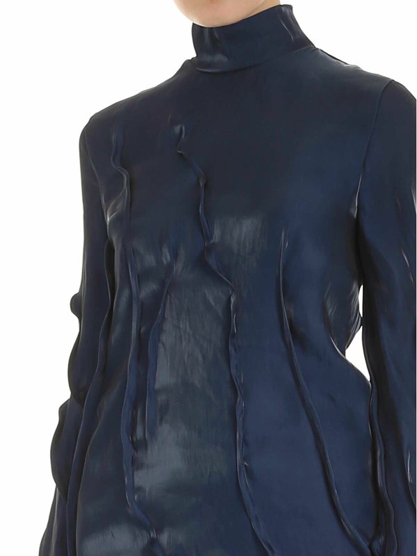 Wave long-sleeves dress in blue shop online: KENZO