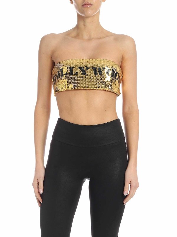 MOSCHINO: tops & shirts - Hollywood top in golden sequins