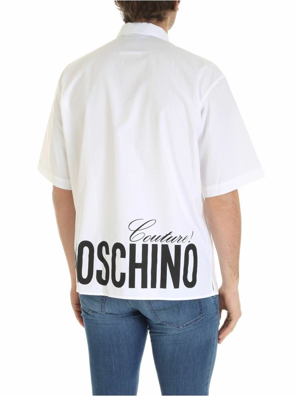 iKRIX MOSCHINO: shirts - Black logo prints shirt in white