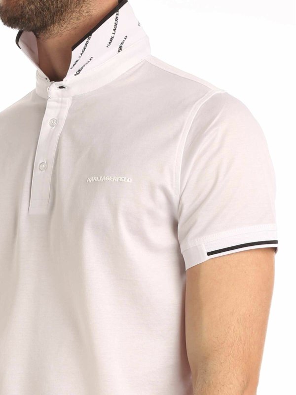 Tone-on-tone logo polo shirt in white shop online: KARL LAGERFELD