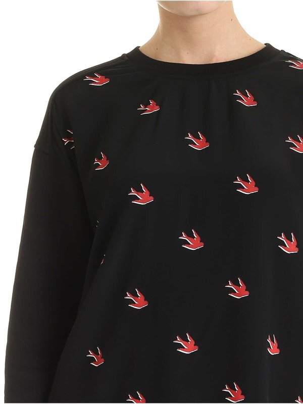 Luxury swallow sweatshirt in black shop online: McQ Alexander Mcqueen