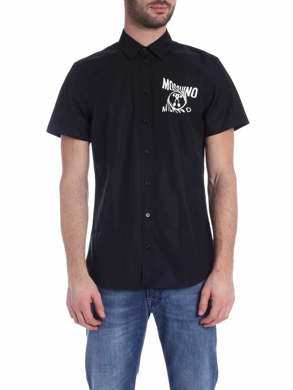 MOSCHINO: shirts - Double Question Mark shirt in black