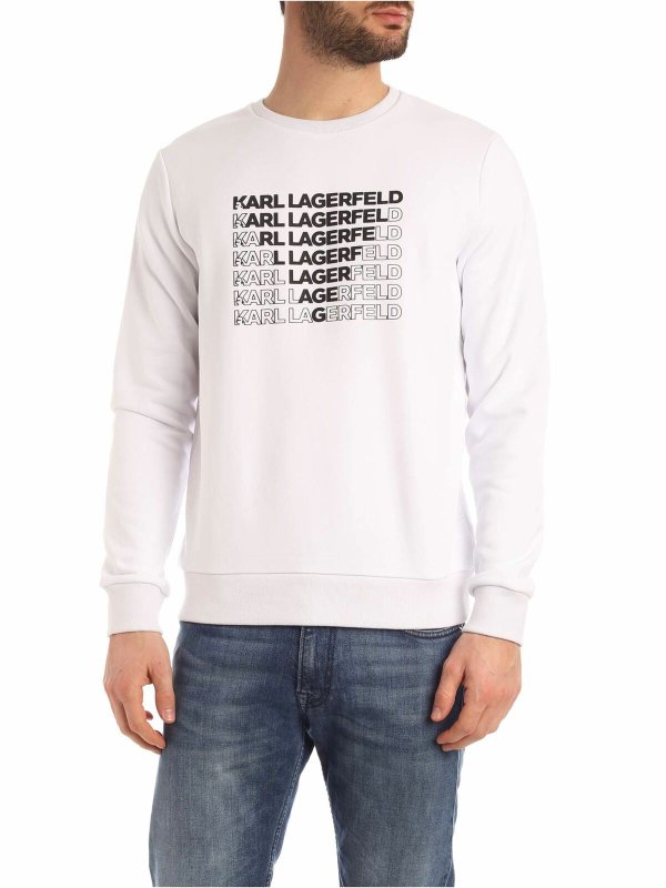 KARL LAGERFELD: Sweatshirts & Sweaters - Karl Triangle logo sweatshirt in white