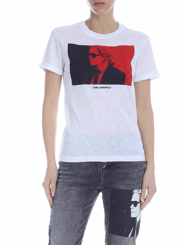 KARL LAGERFELD: t-shirts - Karl Legend Colorblock T-shirt in white