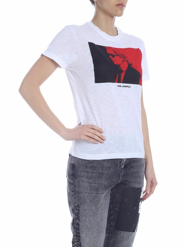 KARL LAGERFELD: t-shirts online - Karl Legend Colorblock T-shirt in white