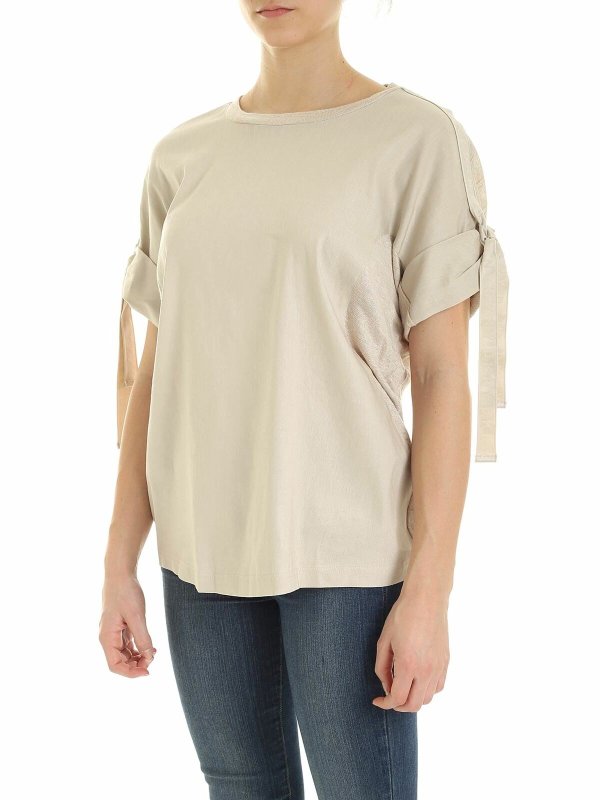 DKNY: t-shirts online - Branded ribbon T-shirt in beige