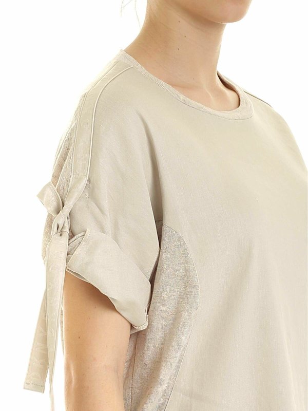 Branded ribbon T-shirt in beige shop online: DKNY