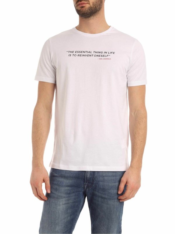 KARL LAGERFELD: t-shirts - Essential print T-shirt in white